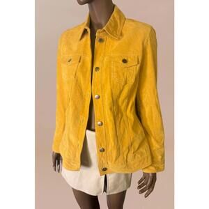 Vintage Guillaume yellow trucker suede leather jacket size S